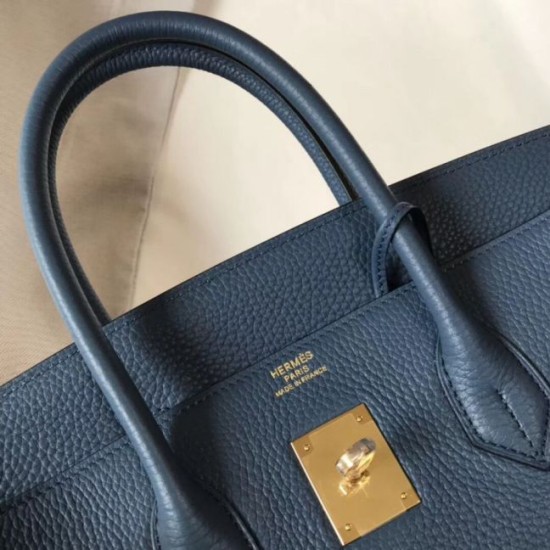 Replica perfetta Borsa Hermes Birkin 30 cm in pelle Clemence agata blu Imitazione Outlet Online