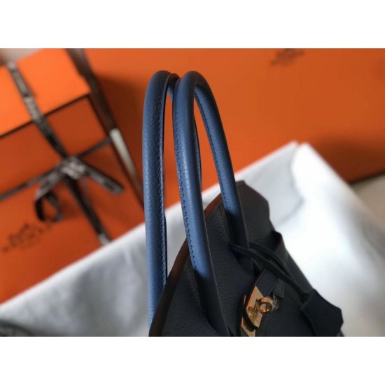 Replica perfetta Borsa Hermes Birkin 30 cm in pelle Clemence agata blu Imitazione Outlet Online