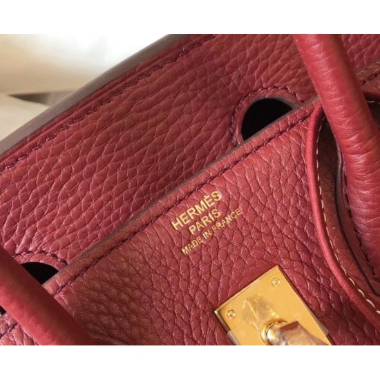 Miglior Falso Borsa Hermes Birkin 30 cm in pelle Clemence bordeaux Economiche Premium
