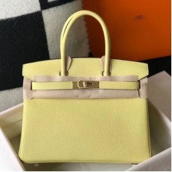 Migliore Repliche Borsa Hermes Birkin 30 cm in pelle Clemence Jaune Poussin GHW Economiche Outlet Online