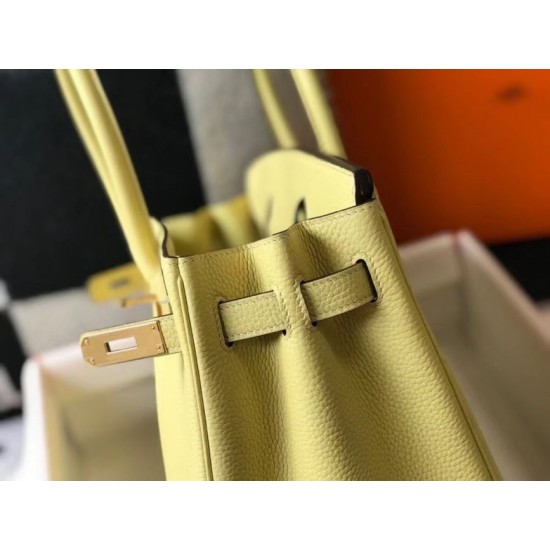 Migliore Repliche Borsa Hermes Birkin 30 cm in pelle Clemence Jaune Poussin GHW Economiche Outlet Online