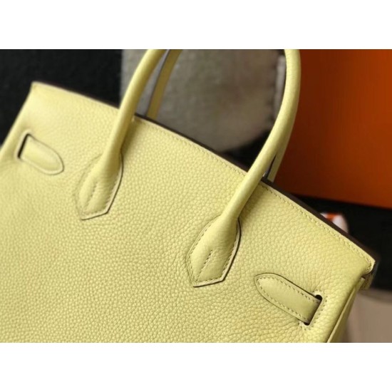 Migliore Repliche Borsa Hermes Birkin 30 cm in pelle Clemence Jaune Poussin GHW Economiche Outlet Online