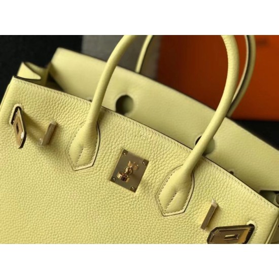 Migliore Repliche Borsa Hermes Birkin 30 cm in pelle Clemence Jaune Poussin GHW Economiche Outlet Online