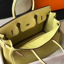 Migliore Repliche Borsa Hermes Birkin 30 cm in pelle Clemence Jaune Poussin GHW Economiche Outlet Online