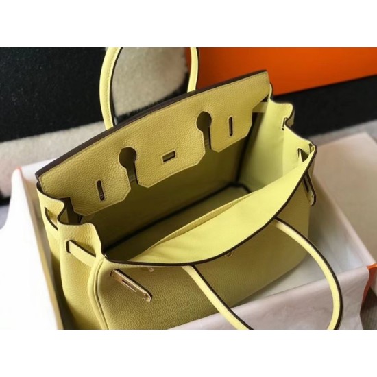 Migliore Repliche Borsa Hermes Birkin 30 cm in pelle Clemence Jaune Poussin GHW Economiche Outlet Online