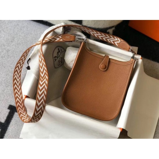 Migliore Repliche Mini borsa Hermes Evelyne III TPM in pelle Clemence oro Economiche Outlet Online