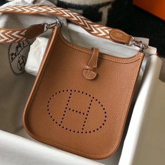 Migliore Repliche Mini borsa Hermes Evelyne III TPM in pelle Clemence oro Economiche Outlet Online
