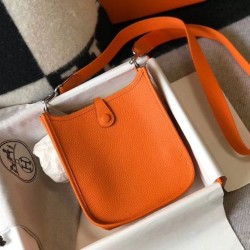 Migliore Repliche Mini borsa Hermes Evelyne III TPM in pelle Clemence arancione Economiche Outlet Online