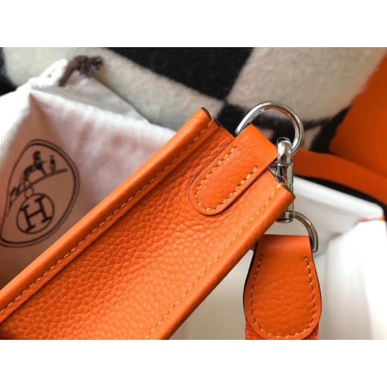 Migliore Repliche Mini borsa Hermes Evelyne III TPM in pelle Clemence arancione Economiche Outlet Online
