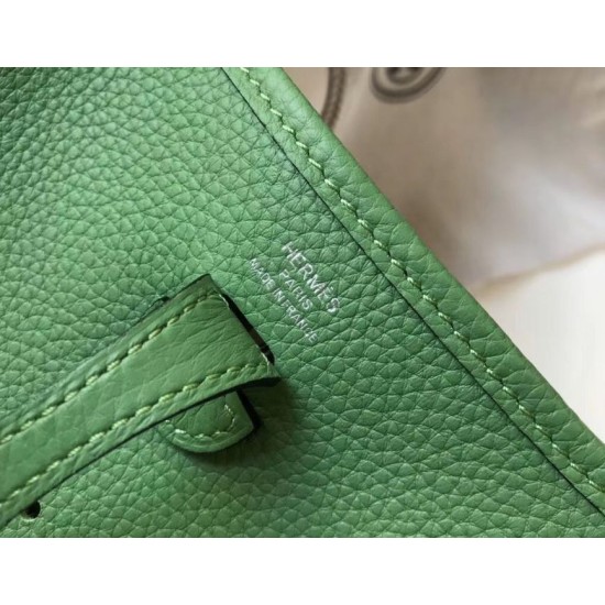 Migliore Repliche Mini borsa Hermes Evelyne III TPM in pelle Clemence verde criquet Economiche Outlet Online