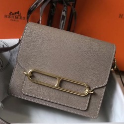 Replica perfetta Mini borsa Hermes Sac Roulis in pelle di vitello Evercolor grigia Imitazione Outlet Online