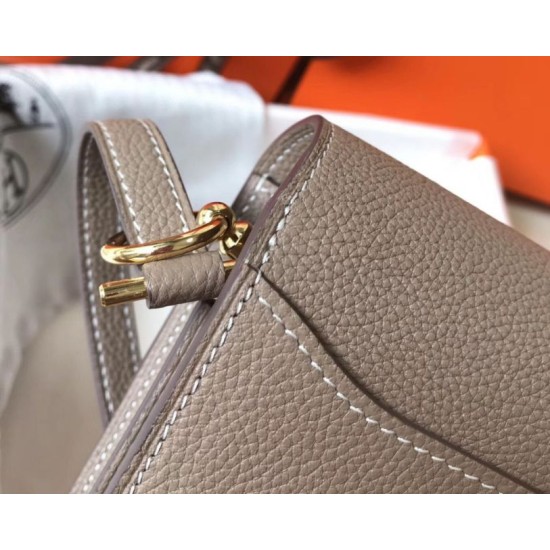 Replica perfetta Mini borsa Hermes Sac Roulis in pelle di vitello Evercolor grigia Imitazione Outlet Online