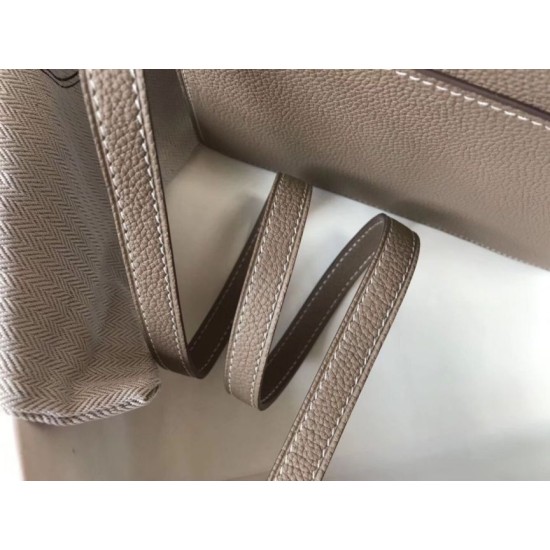 Replica perfetta Mini borsa Hermes Sac Roulis in pelle di vitello Evercolor grigia Imitazione Outlet Online