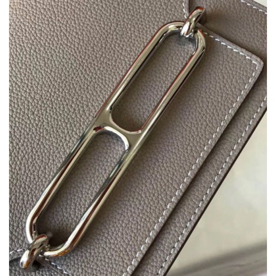 Replica perfetta Mini borsa Hermes Sac Roulis in pelle di vitello Evercolor grigia Imitazione Outlet Online