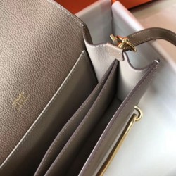 Replica perfetta Mini borsa Hermes Sac Roulis in pelle di vitello Evercolor grigia Imitazione Outlet Online