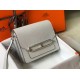 Replica perfetta Mini borsa Hermes Sac Roulis in pelle di vitello Evercolor grigio perla Imitazione Outlet Online
