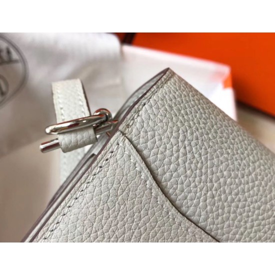 Replica perfetta Mini borsa Hermes Sac Roulis in pelle di vitello Evercolor grigio perla Imitazione Outlet Online
