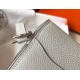 Replica perfetta Mini borsa Hermes Sac Roulis in pelle di vitello Evercolor grigio perla Imitazione Outlet Online