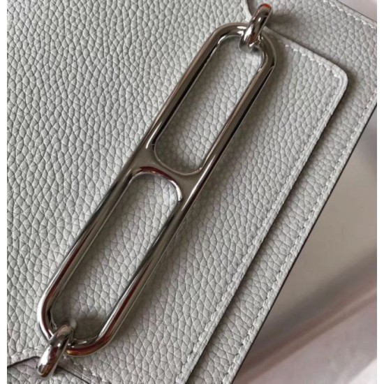 Replica perfetta Mini borsa Hermes Sac Roulis in pelle di vitello Evercolor grigio perla Imitazione Outlet Online