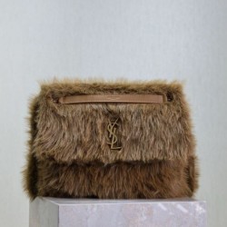 Miglior Falso Borsa a tracolla grande YSL Saint Laurent Niki in montone marrone Economiche Premium