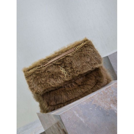 Replica perfetta Borsa a tracolla oversize YSL Saint Laurent Niki in montone marrone Imitazione Outlet Online