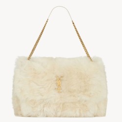 Miglior Falso Borsa a tracolla oversize YSL Saint Laurent Niki in montone bianco Economiche Premium