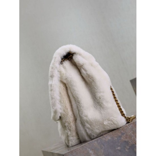 Miglior Falso Borsa a tracolla oversize YSL Saint Laurent Niki in montone bianco Economiche Premium