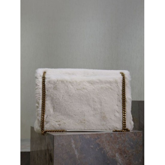 Miglior Falso Borsa a tracolla oversize YSL Saint Laurent Niki in montone bianco Economiche Premium