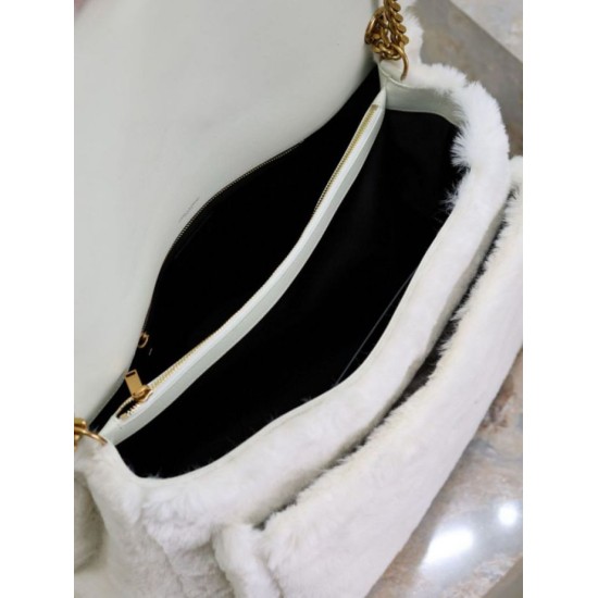 Miglior Falso Borsa a tracolla oversize YSL Saint Laurent Niki in montone bianco Economiche Premium