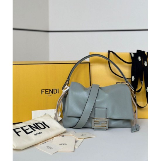 Repliche Borsa Fendi Mamma Baguette Media/Grande grigio tortora Imitazioni Outlet Italia