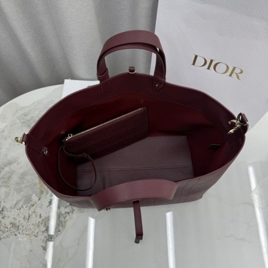 Repliche Borsa Dior Toujours Media/Grande pelle di vitello Macrocannage Borgogna Imitazioni Outlet Italia