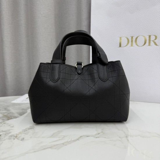 Repliche Borsa Dior Toujours piccola in pelle di vitello Macrocannage Nero Imitazioni Outlet Italia