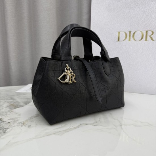 Repliche Borsa Dior Toujours piccola in pelle di vitello Macrocannage Nero Imitazioni Outlet Italia