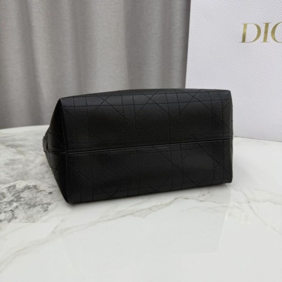 Repliche Borsa Dior Toujours piccola in pelle di vitello Macrocannage Nero Imitazioni Outlet Italia