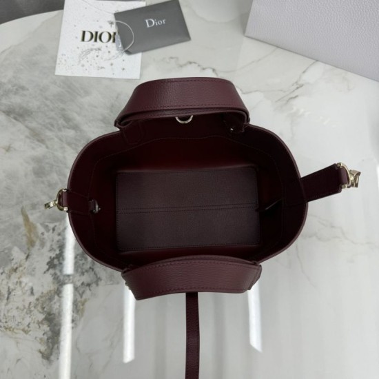 Repliche Borsa Dior Toujours piccola in pelle di vitello Macrocannage bordeaux Imitazioni Outlet Italia