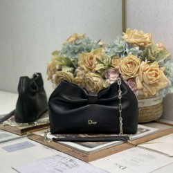 Repliche Borsa Dior Bow con fiocco nero e metallo finitura oro Imitazioni Outlet Italia