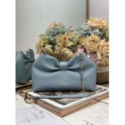 Repliche Borsa Dior Bow con fiocco blu e metallo finitura oro Imitazioni Outlet Italia