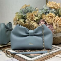 Repliche Borsa Dior Bow con fiocco blu e metallo finitura oro Imitazioni Outlet Italia