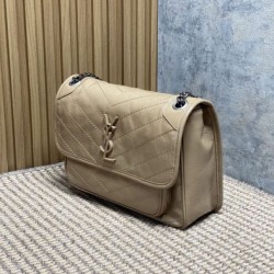 Repliche Borsa a tracolla vintage Niki media YSL Saint Laurent pelle cerata e oliata Albicocca Imitazioni Outlet Italia