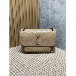 Repliche Borsa a tracolla vintage Niki media YSL Saint Laurent pelle cerata e oliata Albicocca Imitazioni Outlet Italia