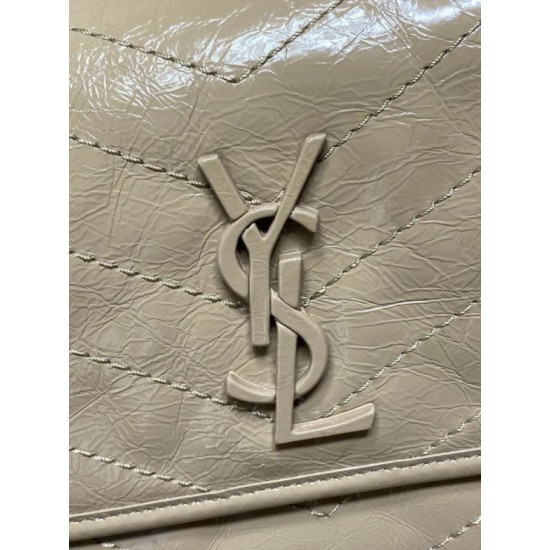Repliche Borsa a tracolla vintage Niki media YSL Saint Laurent pelle cerata e oliata Albicocca Imitazioni Outlet Italia