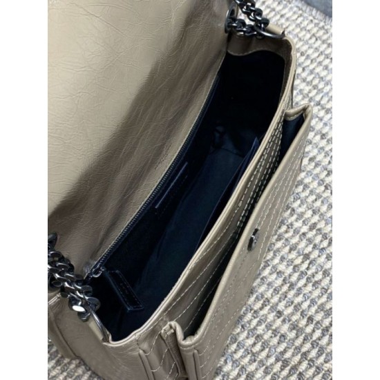 Repliche Borsa a tracolla vintage Niki media YSL Saint Laurent pelle cerata e oliata Albicocca Imitazioni Outlet Italia