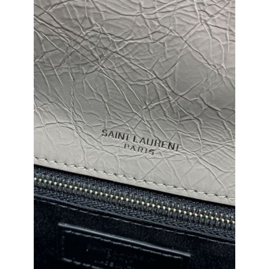 Repliche Borsa a tracolla vintage Niki media YSL Saint Laurent pelle cerata e oliata Grigio Imitazioni Outlet Italia