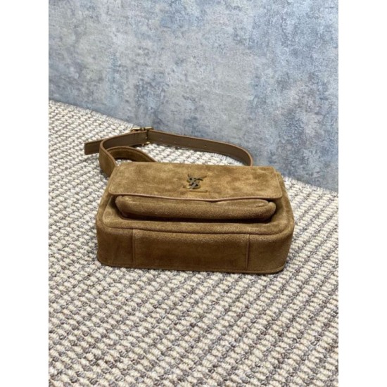 Repliche Borsa a tracolla YSL Saint Laurent Niki Besace marrone scamosciato  Imitazioni Outlet Italia