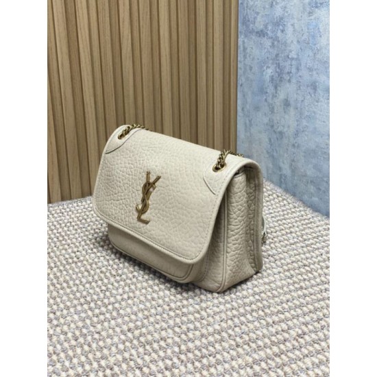 Repliche Borsa a spalla YSL Saint Laurent Niki Media/Grande pelle di agnello grana beige Imitazioni Outlet Italia