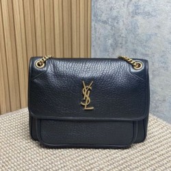 Repliche Borsa a spalla YSL Saint Laurent Niki Media/Grande pelle di agnello grana nero Imitazioni Outlet Italia