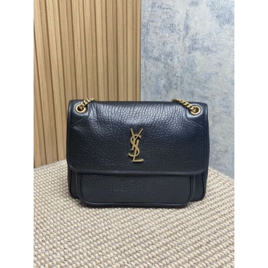 Repliche Borsa a spalla YSL Saint Laurent Niki Media/Grande pelle di agnello grana nero Imitazioni Outlet Italia