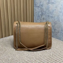 Repliche Borsa a spalla YSL Saint Laurent Niki Media/Grande pelle di agnello grana marrone Imitazioni Outlet Italia