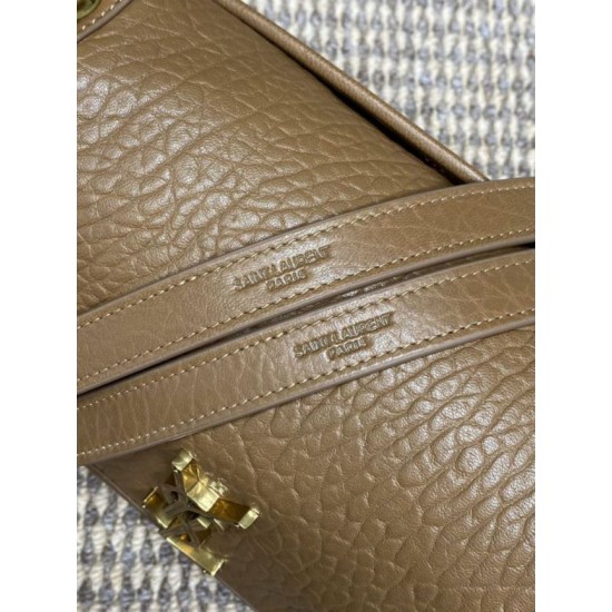 Repliche Borsa a spalla YSL Saint Laurent Niki Media/Grande pelle di agnello grana marrone Imitazioni Outlet Italia