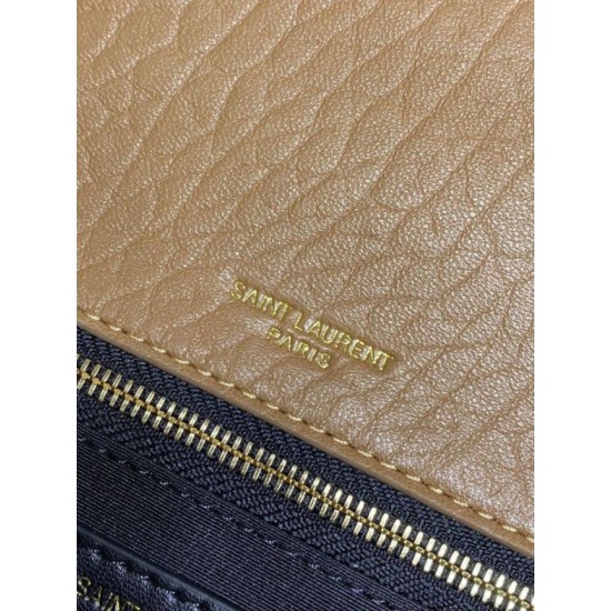 Repliche Borsa a spalla YSL Saint Laurent Niki Media/Grande pelle di agnello grana marrone Imitazioni Outlet Italia